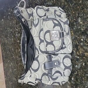 Treviso Black, Gray and White Fabric Shoulder Bag